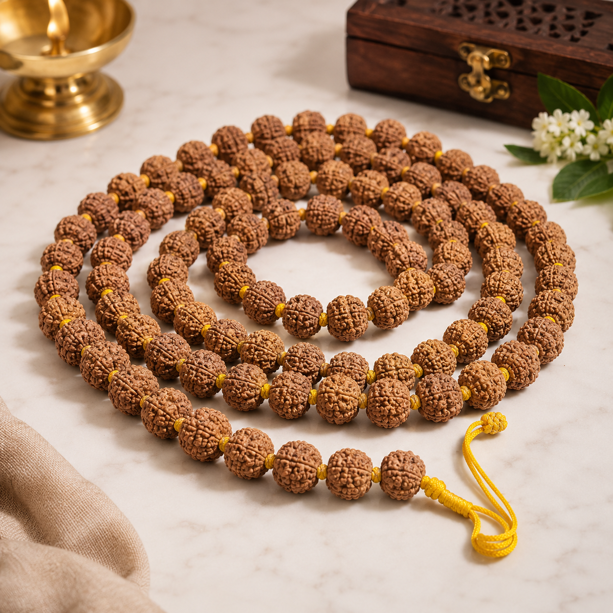 Siddh 5 Mukhi Original Rudraksha Mala - Nepali