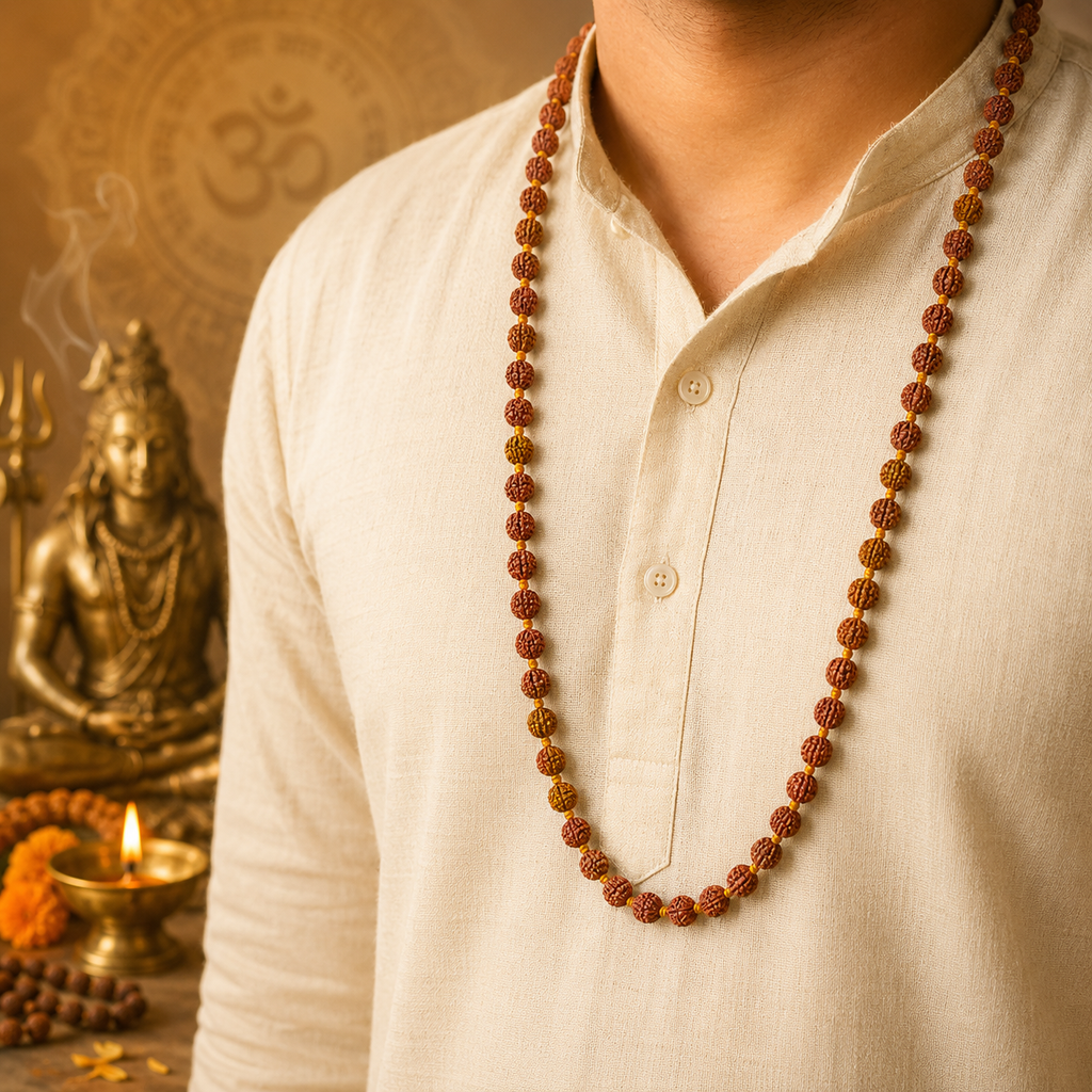 Siddh 5 Mukhi Original Rudraksha Mala - Nepali